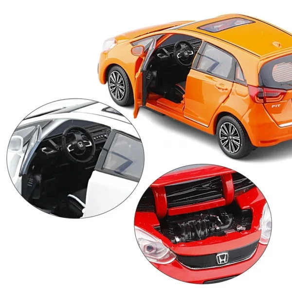 1/32 Honda FIT JAZZ Sport Toy Car Diecast Miniature Model SUV Pull Back Doors Openable Sound & Light Collection Gift For Boy Kid - Imagem 6
