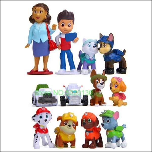 12pcs Paw Patrol Patrulla Canina Anime Action Figures Puppy Patrol Mini Dolls Patroling Canine 4-10cm Toys for Children - Imagem 3