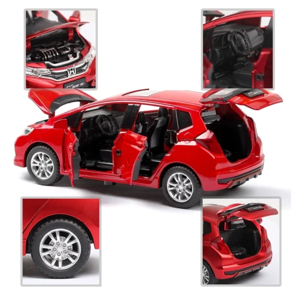 1/32 Honda FIT JAZZ Sport Toy Car Diecast Miniature Model SUV Pull Back Doors Openable Sound & Light Collection Gift For Boy Kid - Imagem 4