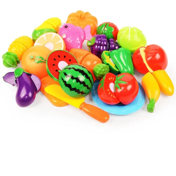 Children Simulation Kitchen Toys Set Pretend Play Fruit Vegetable Pizza Cutting Early Education Toys for Kids Play House Game - Imagem 9