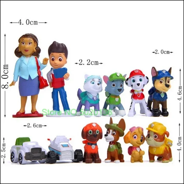 12pcs Paw Patrol Patrulla Canina Anime Action Figures Puppy Patrol Mini Dolls Patroling Canine 4-10cm Toys for Children - Imagem 5