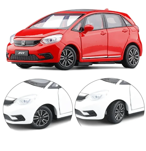 1/32 Honda FIT JAZZ Sport Toy Car Diecast Miniature Model SUV Pull Back Doors Openable Sound & Light Collection Gift For Boy Kid - Imagem 5