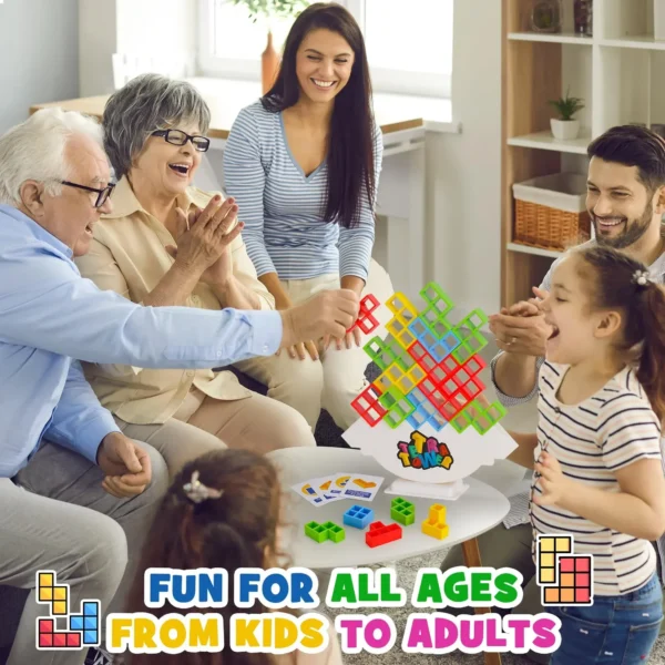 48 Blocks Building Block Brick Toy Balance Stacked Tetra Tower Game Swing High Russian Building Blocks Stack Kid Desktop Toy - Imagem 4