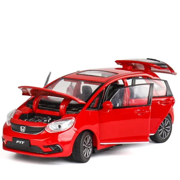 1/32 Honda FIT JAZZ Sport Toy Car Diecast Miniature Model SUV Pull Back Doors Openable Sound & Light Collection Gift For Boy Kid - Imagem 11