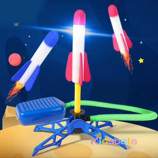 Kid Air Rocket Foot Pump Launcher Toys Sport Game Jump Stomp Outdoor Child Play Set Toy Pressed Rocket Launchers Pedal Games - Imagem 2