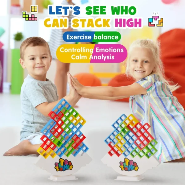 48 Blocks Building Block Brick Toy Balance Stacked Tetra Tower Game Swing High Russian Building Blocks Stack Kid Desktop Toy - Imagem 5