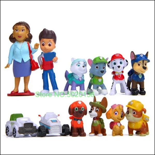 12pcs Paw Patrol Patrulla Canina Anime Action Figures Puppy Patrol Mini Dolls Patroling Canine 4-10cm Toys for Children - Imagem 2