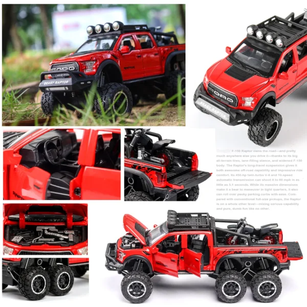 1:24 Scale Technical RAPTOR Alloy Car Model Diecast Car Off-road Vehicle Toys For Boys Birthday Gift Kids Toys Car Collection - Imagem 3