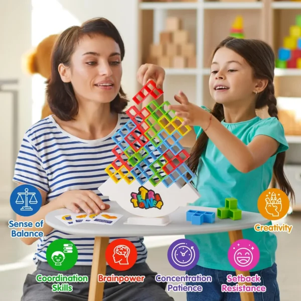 48 Blocks Building Block Brick Toy Balance Stacked Tetra Tower Game Swing High Russian Building Blocks Stack Kid Desktop Toy - Imagem 2