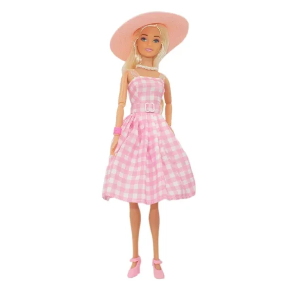 30cm Babi Film Doll with Pink Checkered Dress Joint Move 1/6 BJD Bonecas Men Model Clothes Shoes Accessories Toys for Girls Gift - Imagem 2